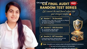 CA Final Audit Free Test For January 2026 💯 CA Final Jan 26 | CA Learners 