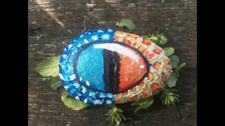 Water - Fire dragon eye rock painting