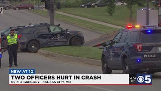 2 Kansas City police officers, woman injured in crash