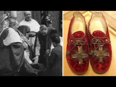 Cardinals kiss Pope's foot – kissing the Cross on the Papal Slipper