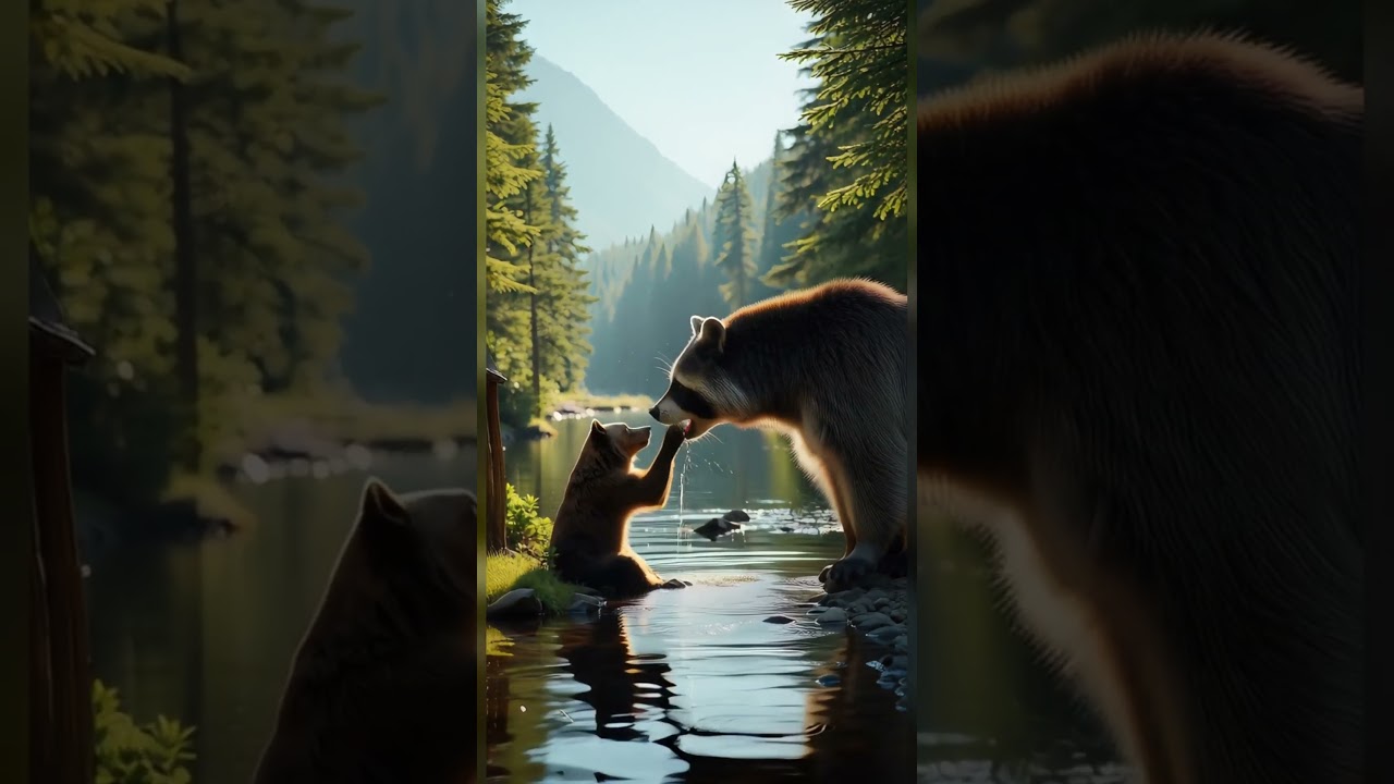 The Tiny Bear and the Giant Raccoon – A Forest Tale in Reverse