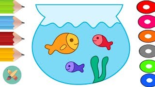 Fish Coloring Page | How to Drawing Fish & Coloring Pages for Kids - Learning Videos for Children
