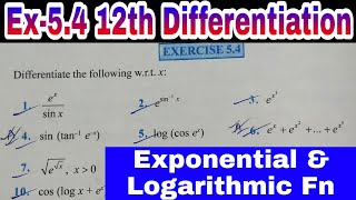 (Calculus) -Differentiation - Exponential and Logarithmic Func Ex-5.4 Ch-5-12th Maths Best Video P-9