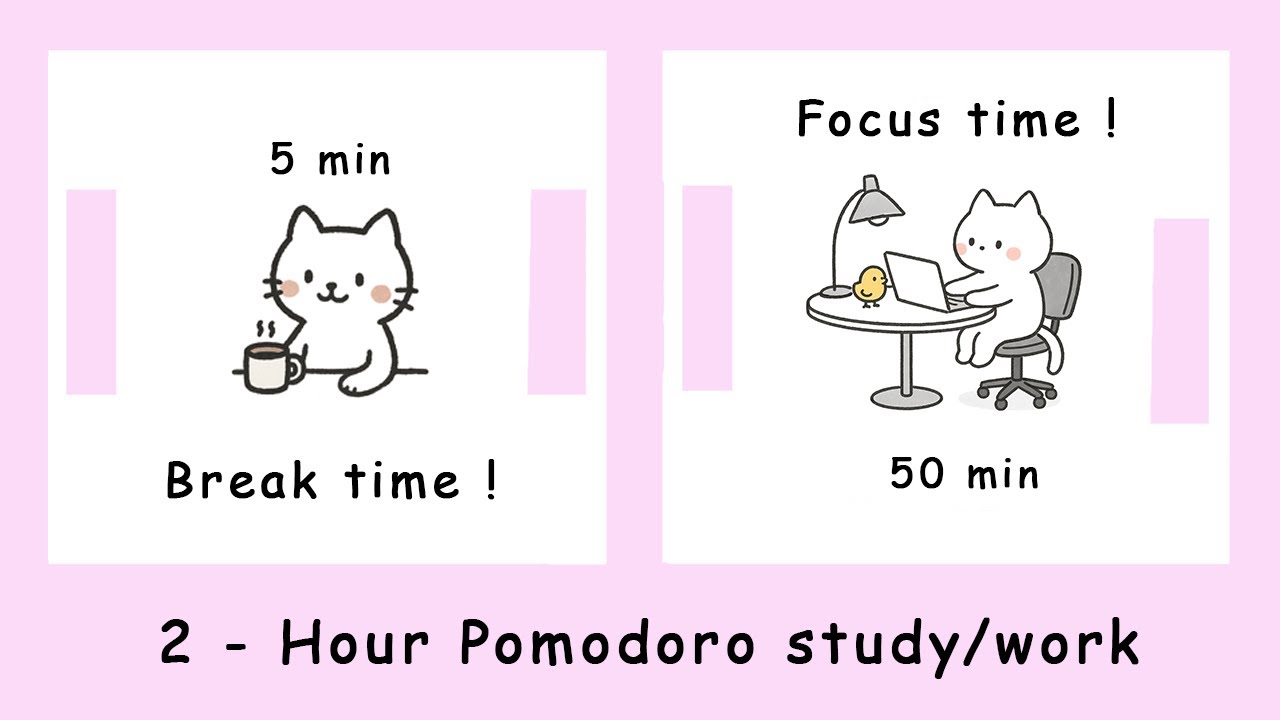50 / 5 Pomodoro Timer - 2 Hours Study with Smooth Piano Music | Deep ...