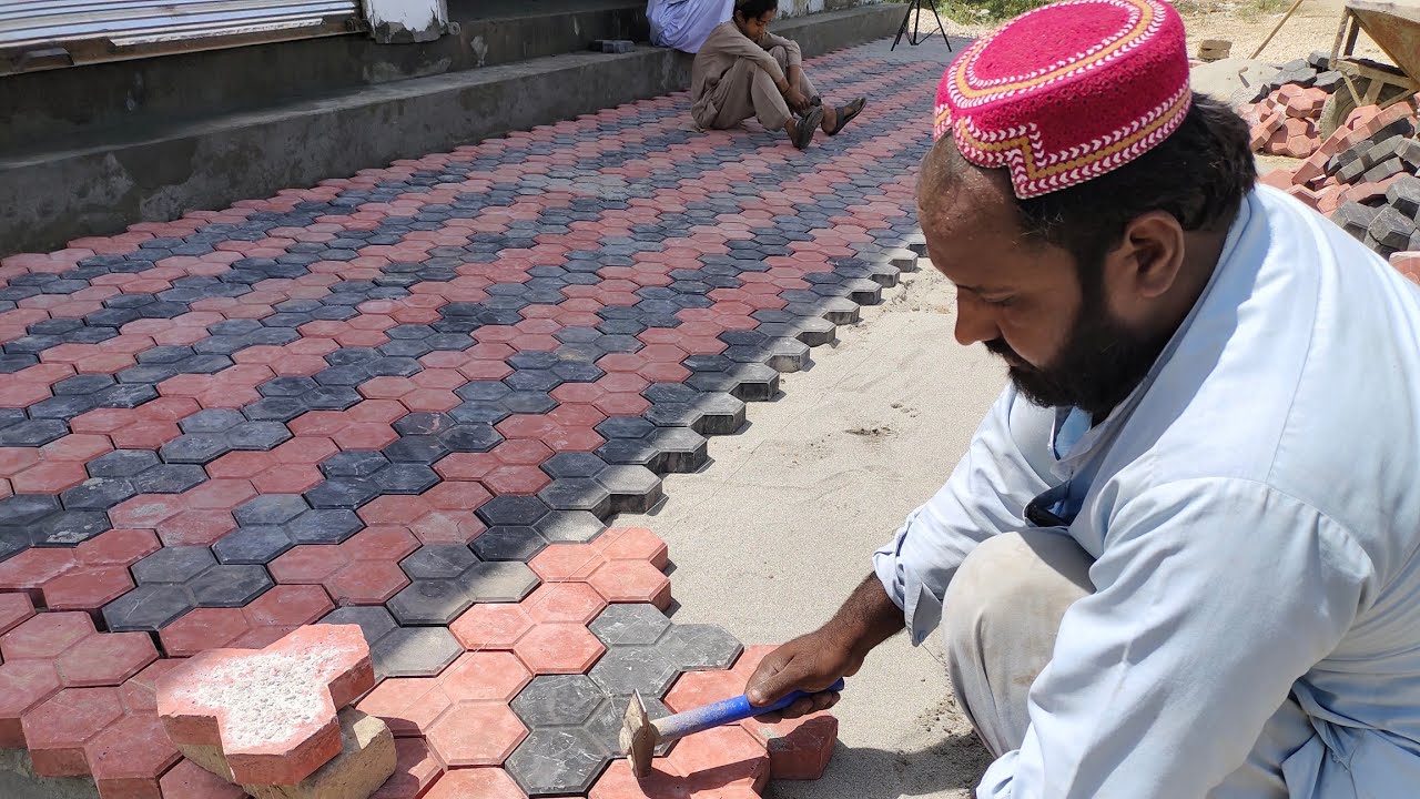 Flooring Techniques With Paver Blocks Installation Using Sand - Tuff Tile Installation Amazing Skill