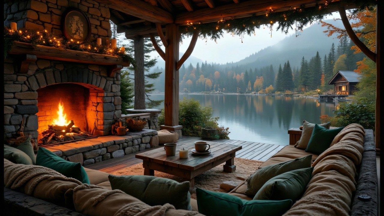 Cozy Lake House Ambience – Nordic Winter Jazz for Calm & Productive Morning