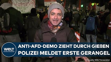 GIEßEN IM AUSNAHMEZUSTAND: Demo bislang friedlich – doch Polizei meldet erste Gerangel