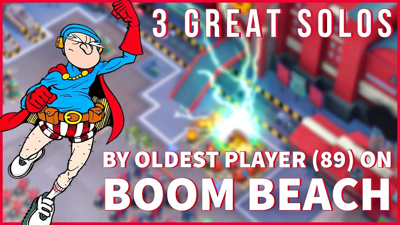 OLDEST PLAYER (89) doing 3 great SOLOS 😎 TITAN, BOOMTOWN & MEGA CRAB stage 100 - BOOM BEACH gameplay