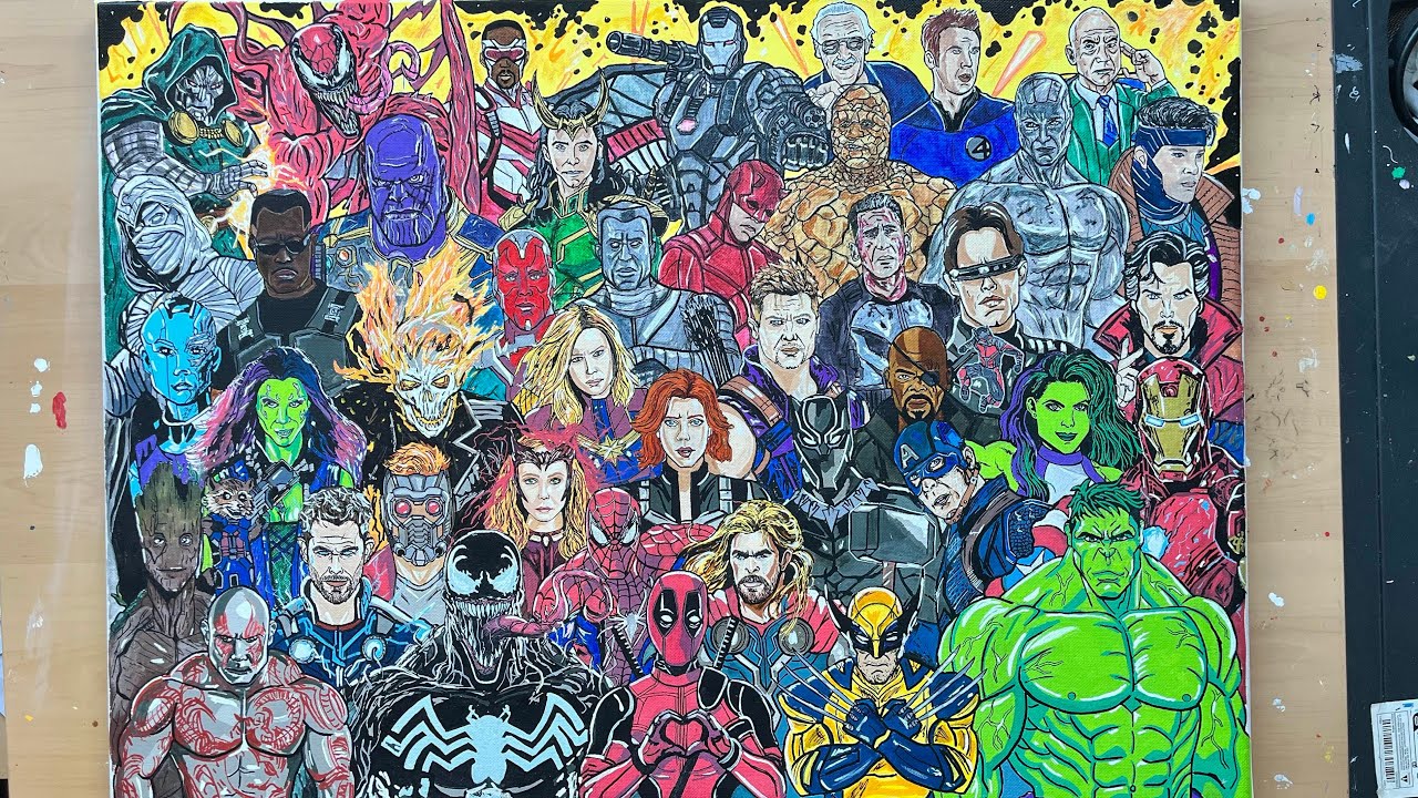 Step by Step Creating Marvel Canvas Full Video - YouTube