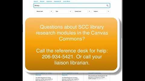 finding SCC library research modules on canvas commons