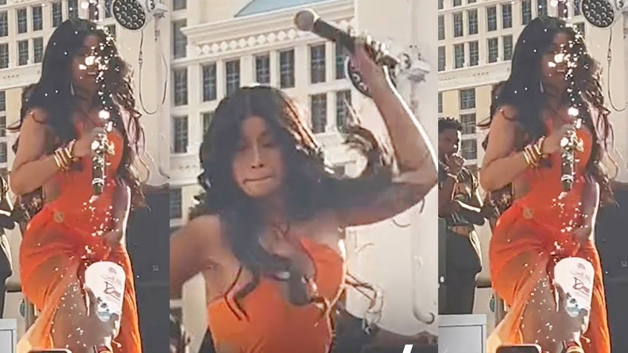 Singer Cardi B got angry and throws Mic at her Fan who threw Drinks on ...