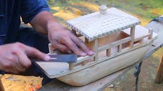 Genius Grandpa Amu built a sailing boat in one day#woodworking #carpentry #craftsman