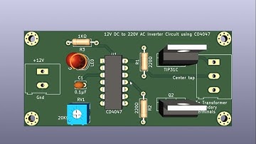 12V DC to 220V AC Inverter Circuit using CD4047