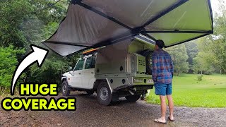 Is This The Best $800 Free Standing Awning? // San Hima 270 Degree Awning Initial Review in DOWNPOUR