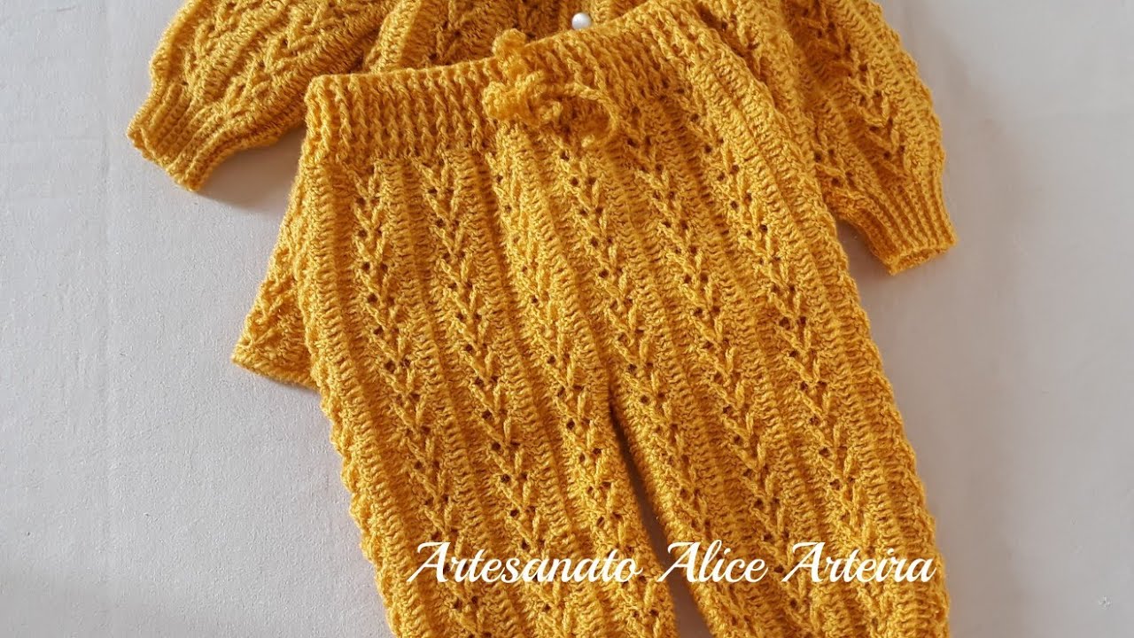 CALÇA DE CROCHÊ TECIDA NA VERTICAL VERSÃO PARA CANHOTOS