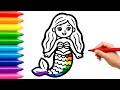 How to Draw a Cute Mermaid ????????‍♀️ Drawing, Coloring & Painting for Kids, Toddlers