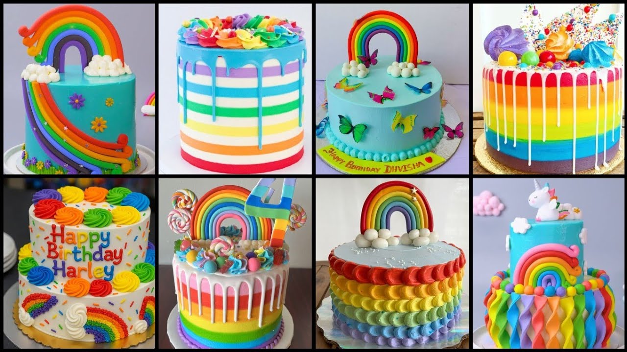 50+ Rainbow Theme Birthday/Anniversary Cake Design | Creative Rainbow Cake Decoration ideas