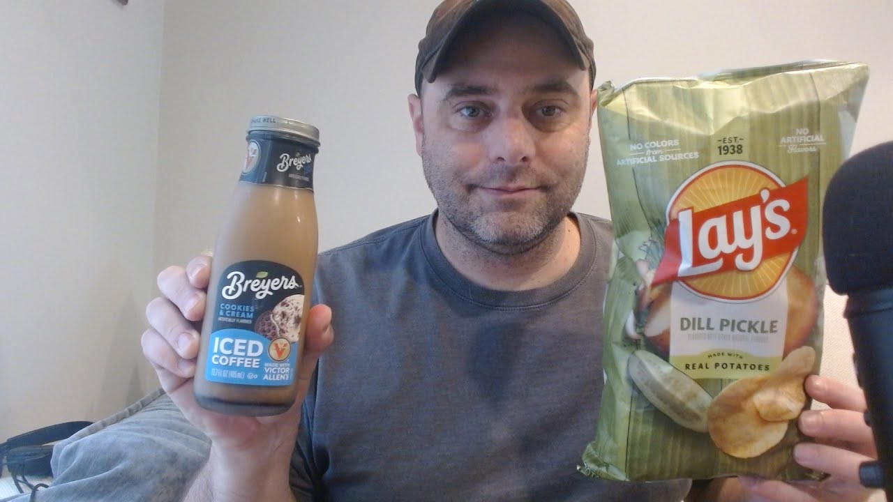 ASMR Drink Review and Lay's Dill Pickle Chips Snack Review