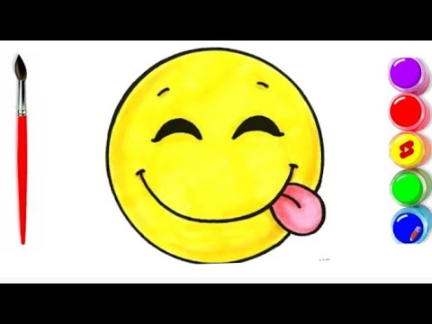 How to draw silly happy face emoji drawing for kids