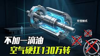 倒掉所有钢珠狂飙130万转？这项空气黑科技到底有多绝！不加一滴油、不要一颗钢珠：空气轴承凭什么快了65倍？#空气轴承 #发明 #精密轴承【科学火箭叔】