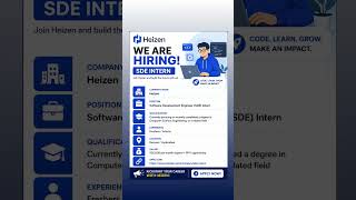 Heizen Hiring Freshers 2026 🔥 Software Development Engineer (SDE) Intern | Remote / Hyderabad |