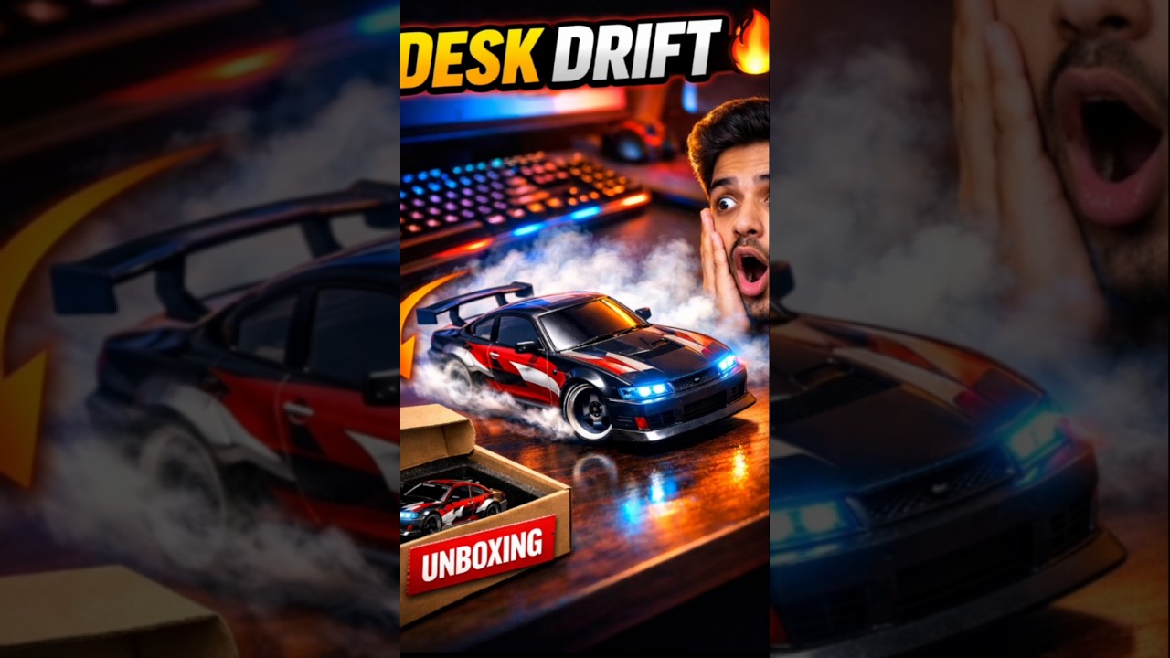 Mini drift rc car 🔥 1:64 scale desk racing car with RGB lights | crazinos