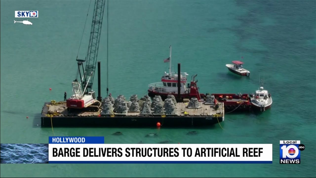 Barge delivers structures to South Florida artificial reef