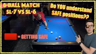 Must go UNDEFEATED to stay alive… he does?!! Amateur 8-ball pool match APA SL-7 vs SL6!