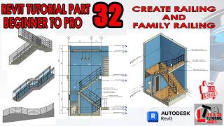 REVIT TUTORIAL BEGINNER TO PRO PART 31: CREATE RAILING AND FAMILY RAILING #01