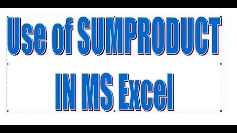 Excel Sumproduct Help Video
