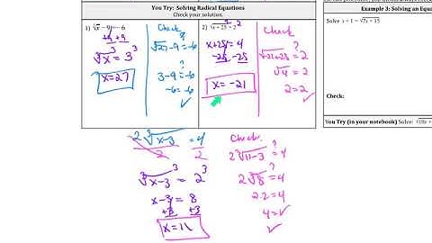 5.4 Day 1 Solving Radical Equations Ex 1 and 3