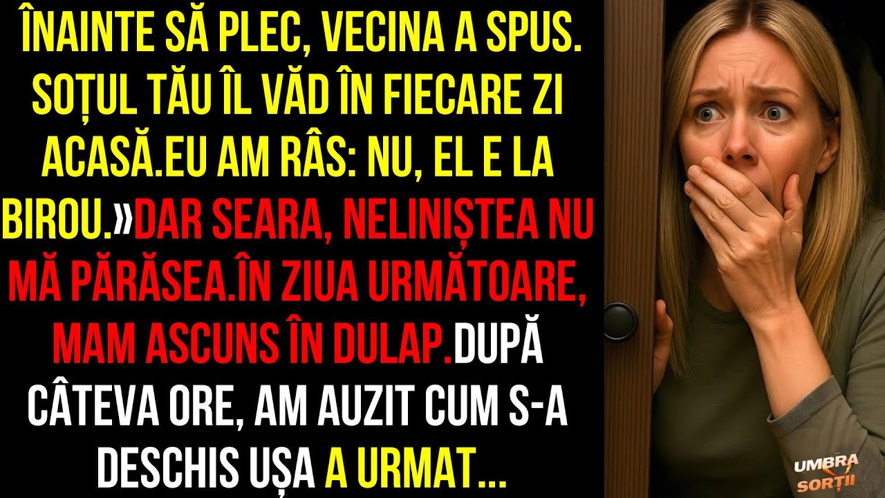 ÎN ZIUA URMĂTOARE, m-am ASCUNS ÎN DULAP. DUPĂ CÂTEVA ORE, AM AUZIT CUM S-A DESCHIS UȘA a urmat...