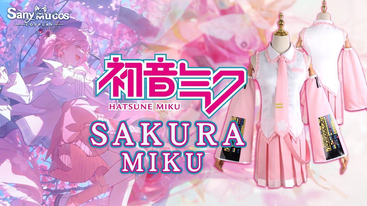 【SanyMuCos】Vocaloid Pink Hatsune Miku Cosplay Costume Plus Size Detail Show