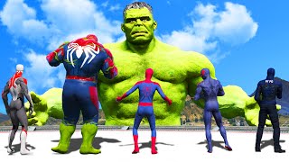 Team Spider Man & Spider Hulk & Spiderman 2099 & Spider Cop VS Giant Hulk - Monster Universe