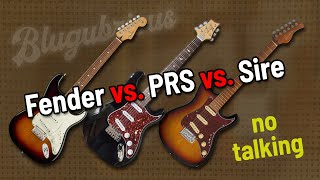 Stratocaster Shootout/Comparison (Fender Strat, PRS Silver Sky SE, Sire S7)  No Talking