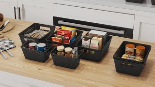 Lifewit 7-Pack Plastic Storage Baskets for Organizing, Multiple Sizes Open Storage Bins for Shelving