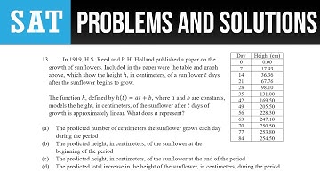 13. The function h, defined by h(t)=at+b, where a and b are constants, models the height, in