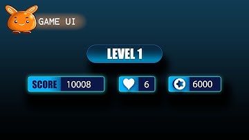 Game UI Design in Photoshop Tutorial with narration - Designing score, level, coin elements - Part 3