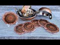 #900 Amazing Copper And Glass Resin Geode Coasters With Clear Edged