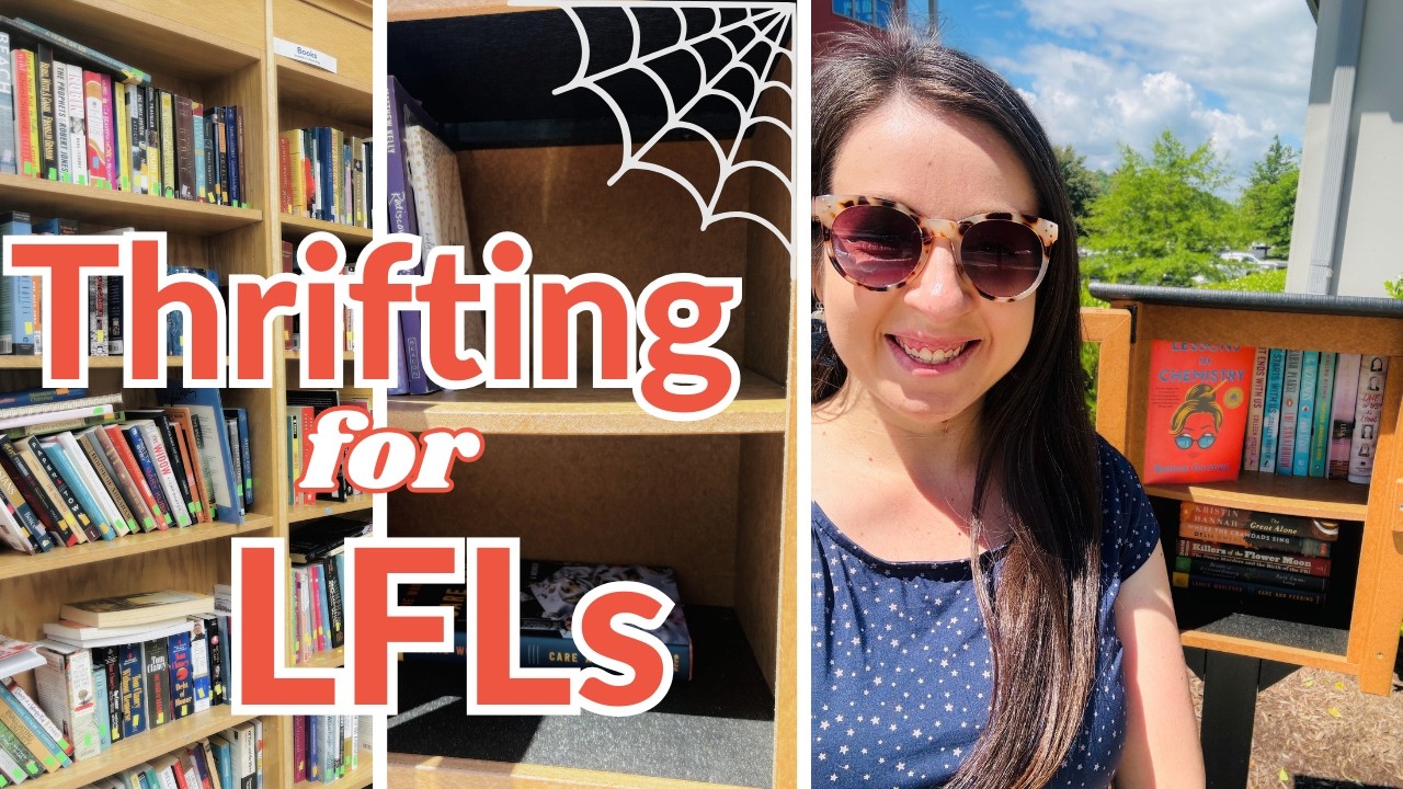 thrifting books to stock up my local little free library 📚 book shopping, book haul, lfl vlog