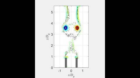 bubble and vorticity distribution in x-z plane