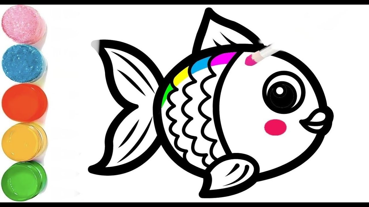 How To Draw a Cute Fish Drawing | Rainbow Fish Drawing For Kids | Beautiful Fish Drawing