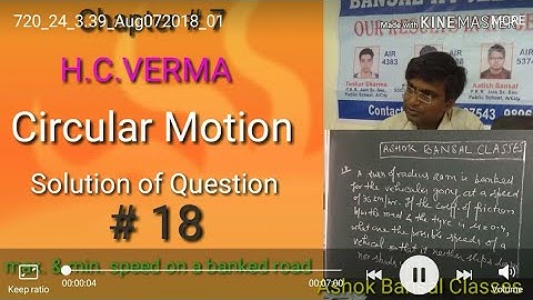 solution of Question #18 /max.& min. speed of car on rough banked road/Circular Motion/ H.C.VERMA