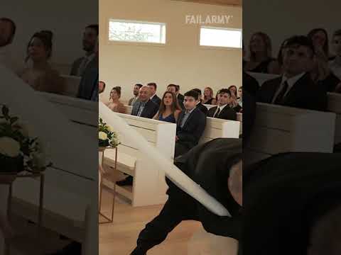 Father Stumbles on Bride's Veil