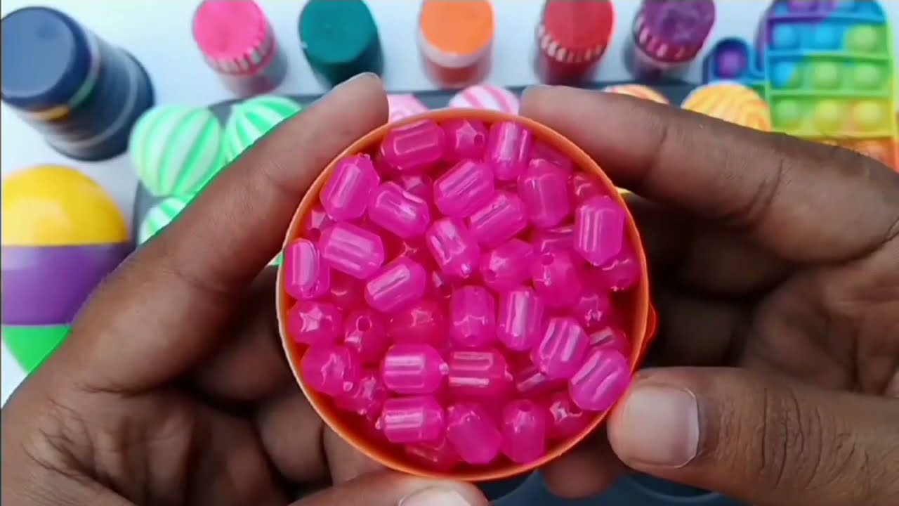 Satisfying Video l Mixing All My Slime IN Super Giant Glitter Eggs FROM Making Rainboww Lolipop ASMR