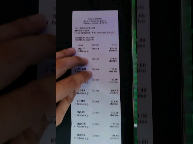 Imprime un reporte de pasajeros de una corrida