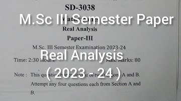 M.Sc 3rd Semester Paper | Real Analysis | 2023 - 24 Paper | #maths #realanalysis #msc #education
