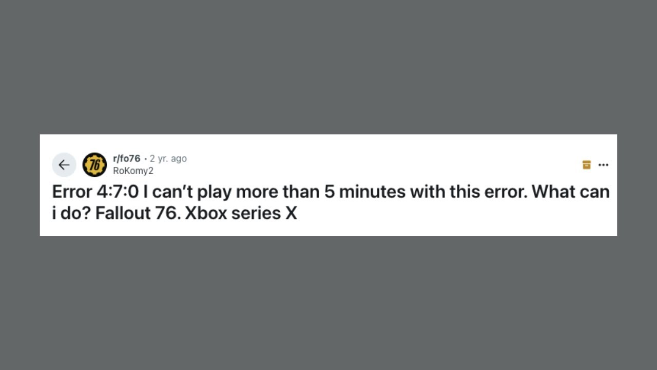 How To Resolve Fallout 76 Error Code 4:7:0? - YouTube