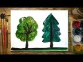 Как нарисовать 2 Дерева | Простые рисунки красками | Урок рисования для детей
