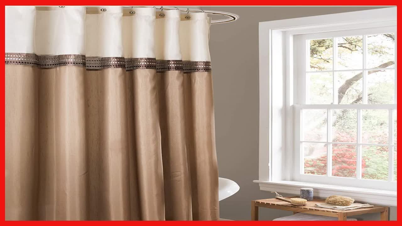 Great product Lush Decor Beige/Ivory Terra Color Block Shower Curtain Fabric Striped Neutral